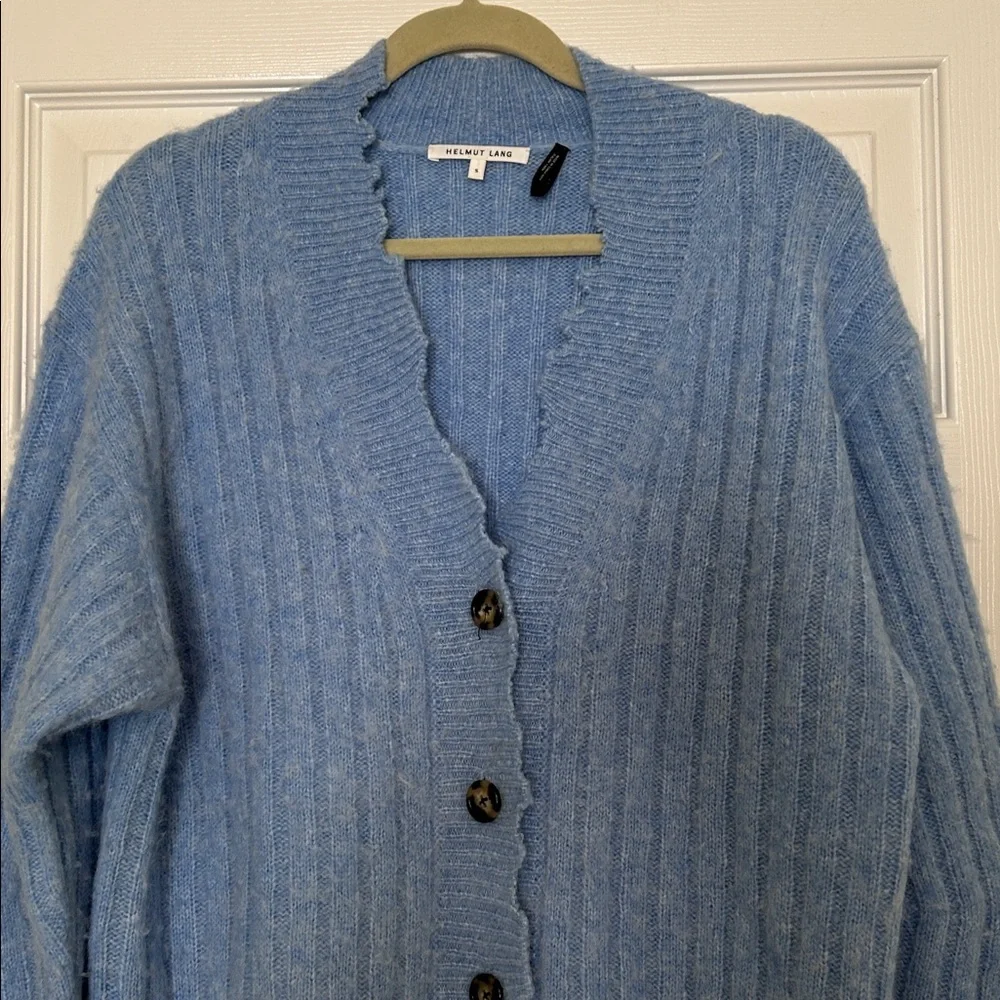 Helmut Lang Distressed Wool & Alpaca Blend Cardigan